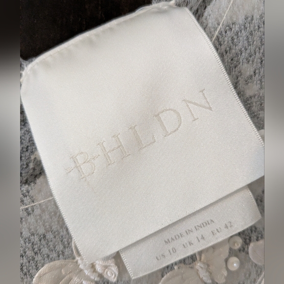 BHLDN White Sheer Butterfly Lace Bodice Wedding Dress Size 10 - Picture 2 of 12